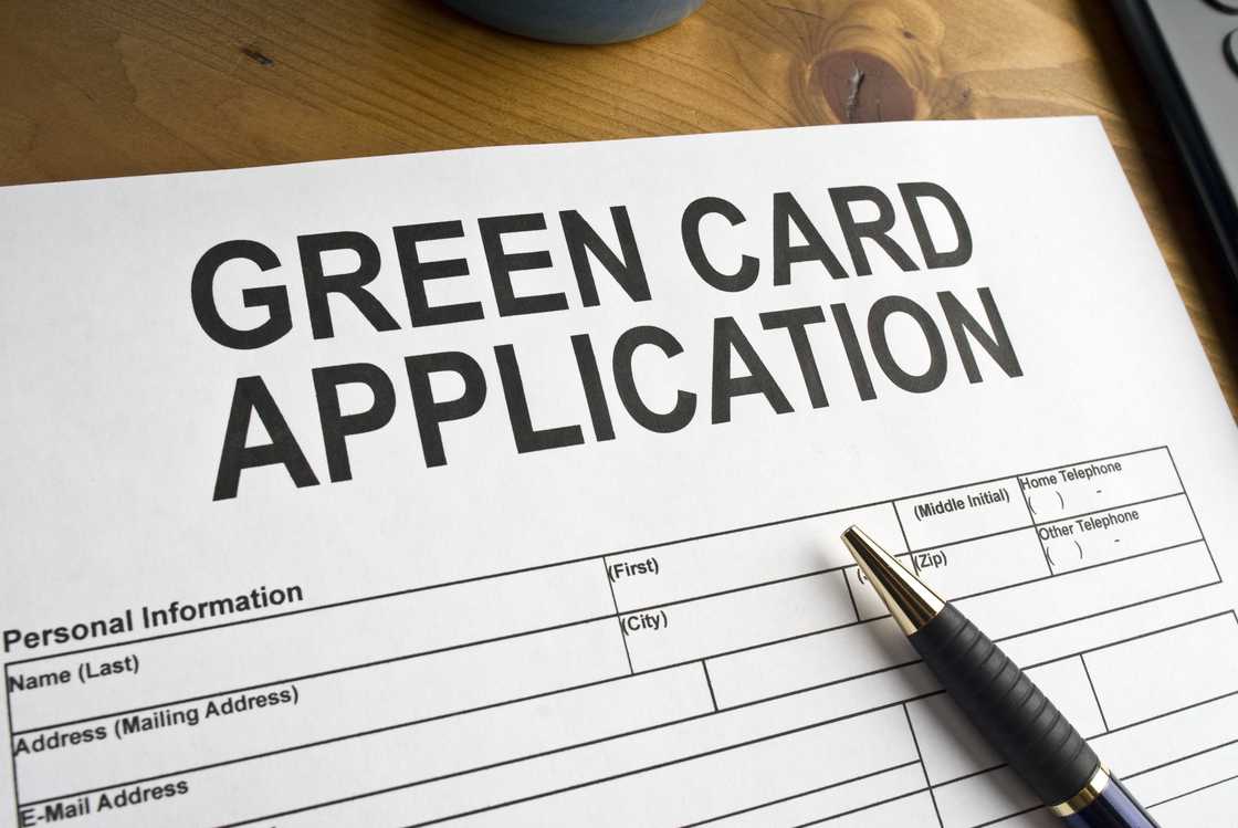 An empty Green Card application.