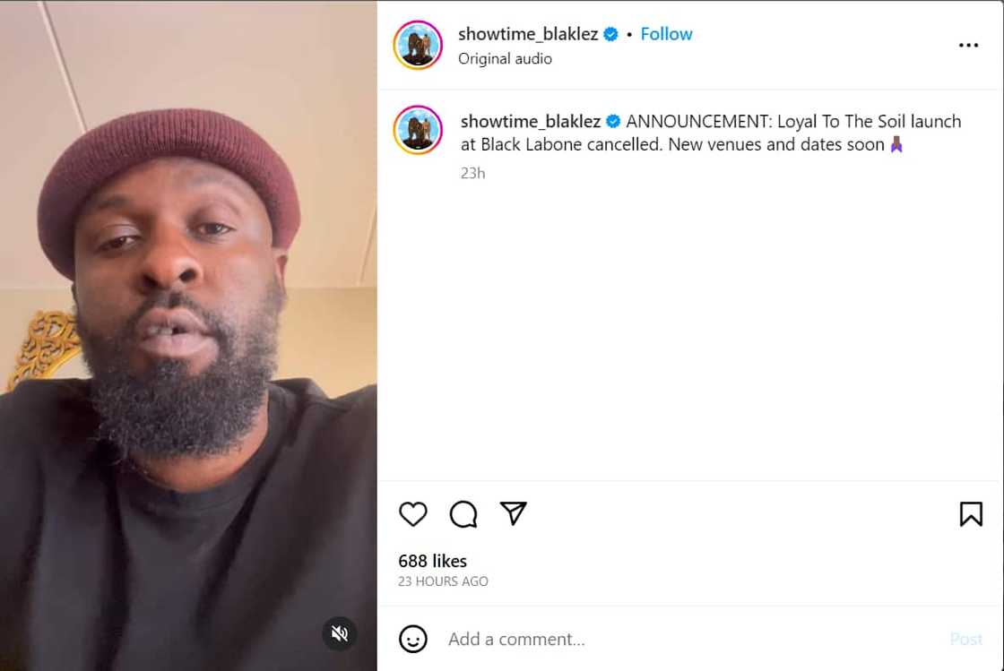 Blaklez apologised to his fans and collaborators