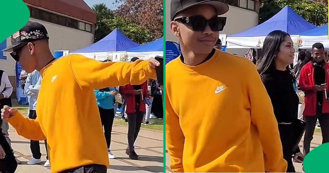 A TikTok video shows a South African student unveiling his campus drip.