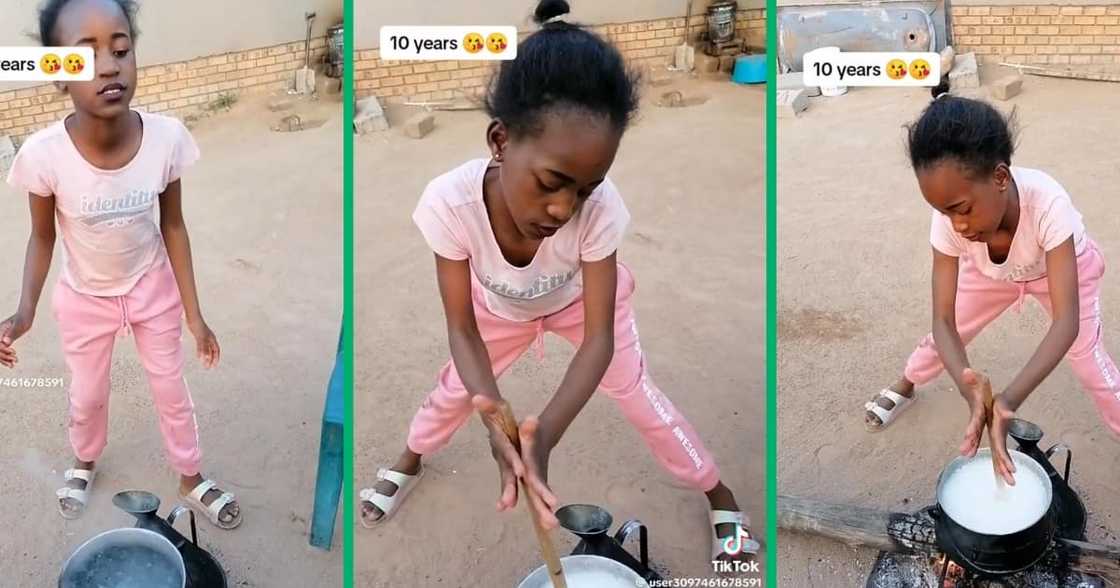 A 10-year-old cooked pap in a video A 10-year-old cooked pap in a video