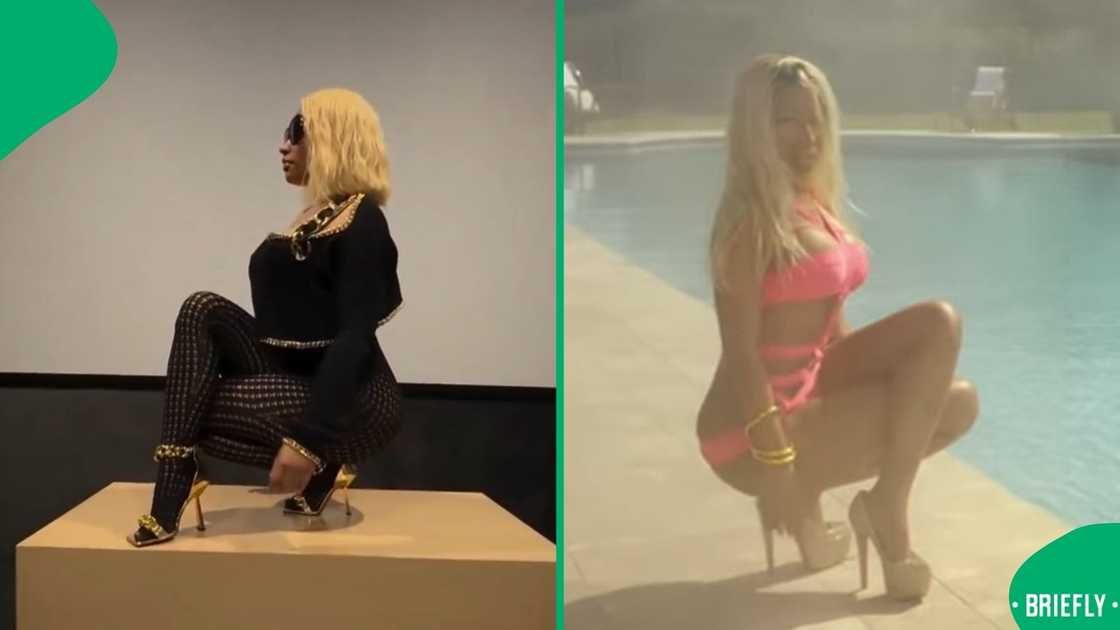 Nicki Minaj doing her 'High School' pose. Nicki Minaj doing her 'High School' pose.
