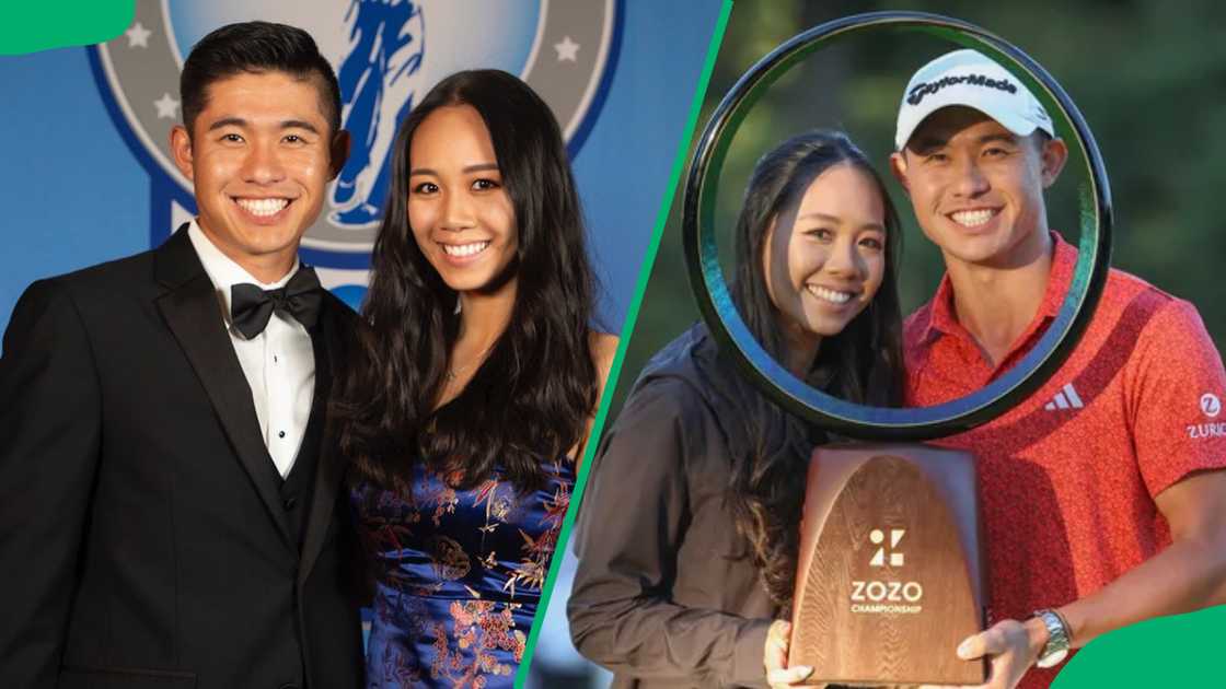 Collin Morikawa takes pictures with his wife Collin Morikawa takes pictures with his wife