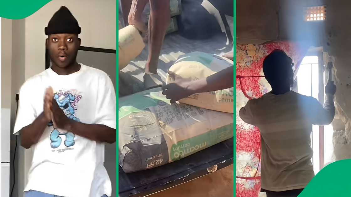 A TikTok video shows a man unveiling how he transformed his dilapidated backroom using his NSFAS allowance.