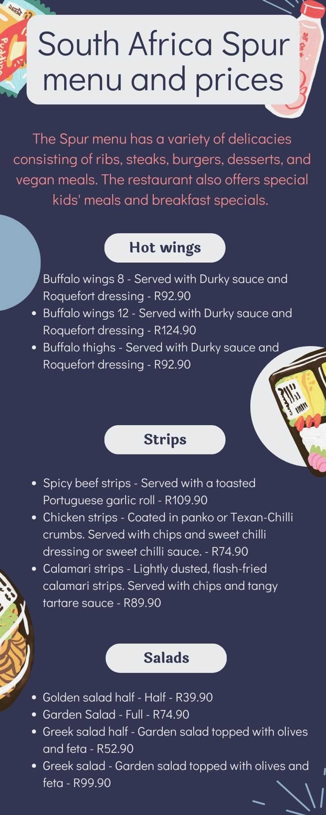 Spur Menu.pdf South Africa Spur menu and prices (Updated for 2024) - Briefly.co.za