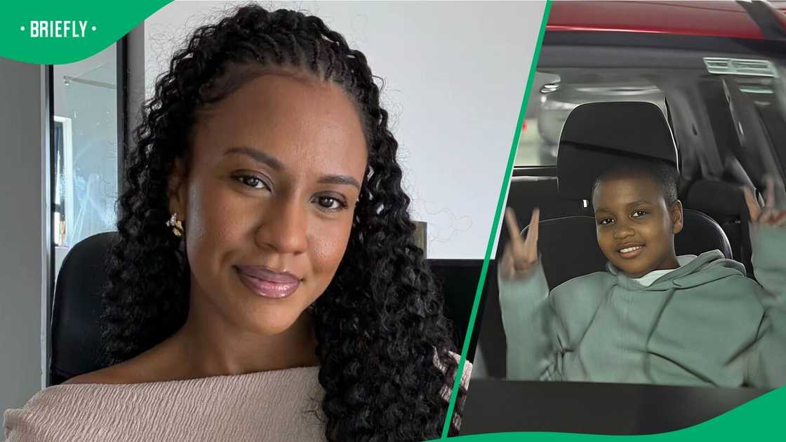 A woman and her son posed in a TikTok video. A woman and her son posed in a TikTok video.