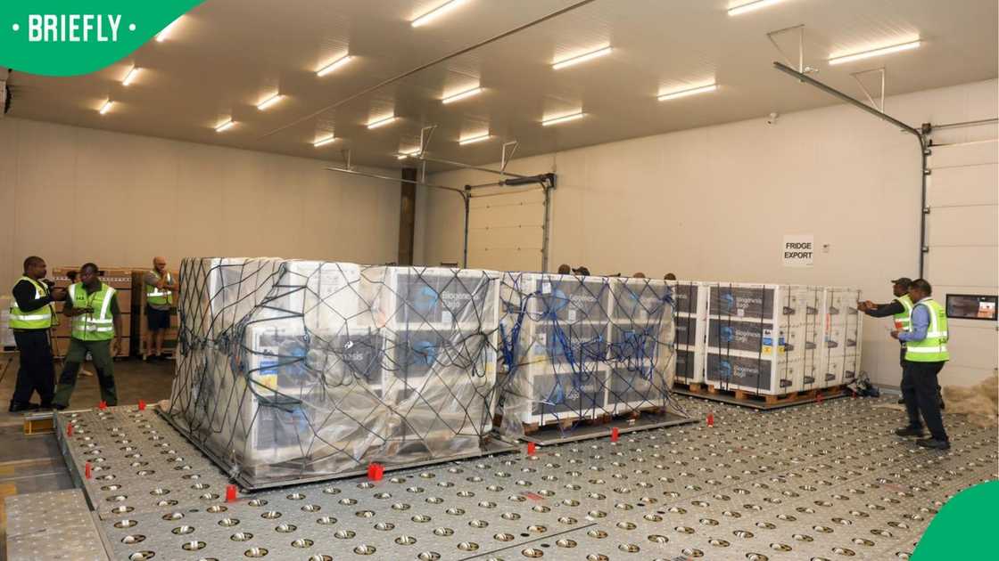 The vaccines arrived at OR Tambo International Airport The vaccines arrived at OR Tambo International Airport