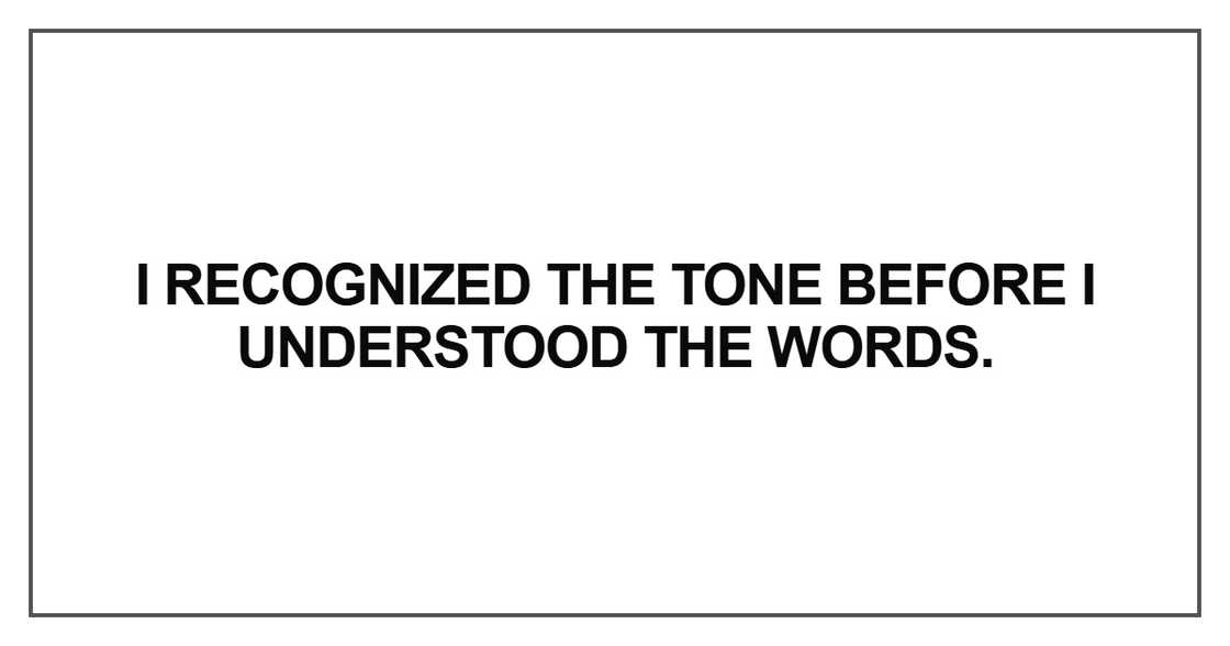I recognized the tone before I understood the words I recognized the tone before I understood the words