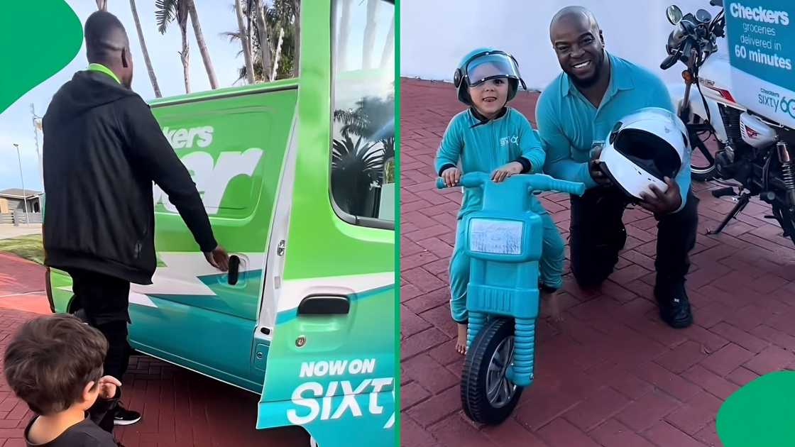 A TikTok video shows a little boy receiving gifts from Checkers Sixty60. A TikTok video shows a little boy receiving gifts from Checkers Sixty60.