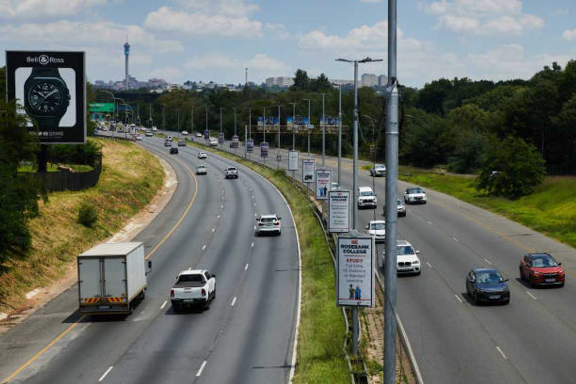 Traffic on the M1 highway in Johannesburg, South Africa. Traffic on the M1 highway in Johannesburg, South Africa.