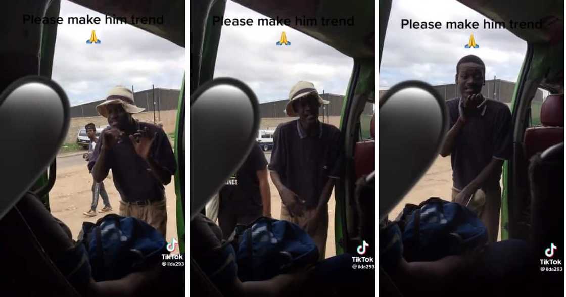 A dude showed off his rapping talent in front of a taxi. A dude showed off his rapping talent in front of a taxi.