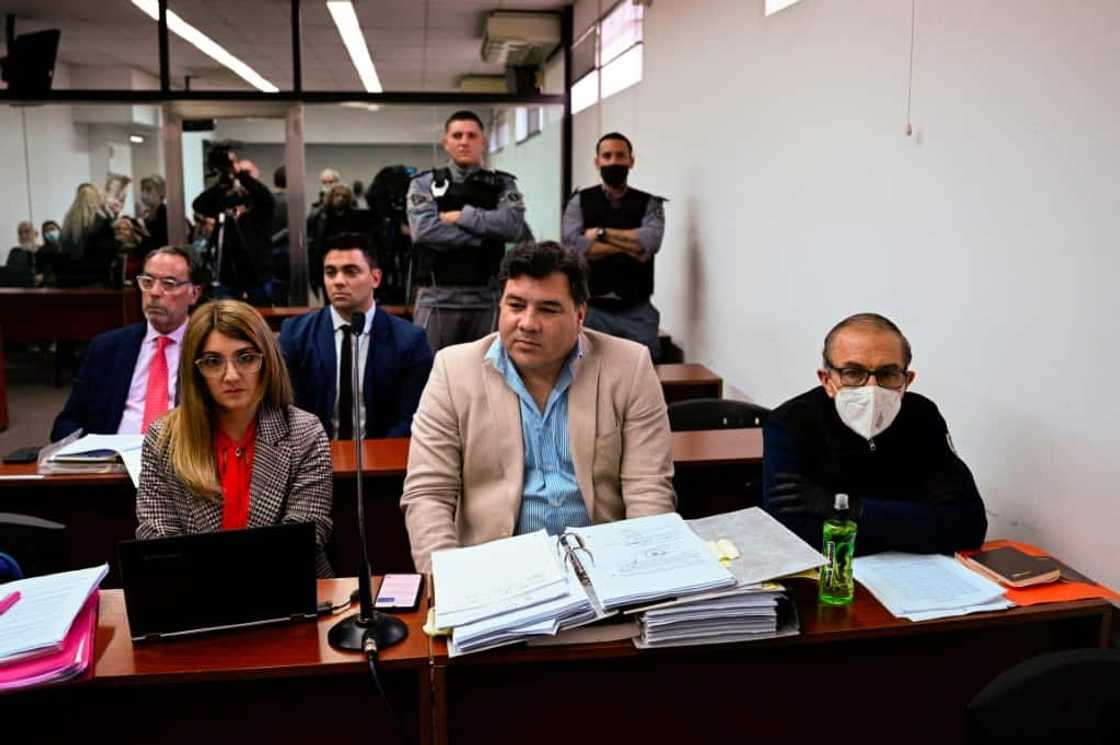 Mario Sandoval (right) at his trial in Buenos Aires for crimes committed during Argentina's last military dictatorship