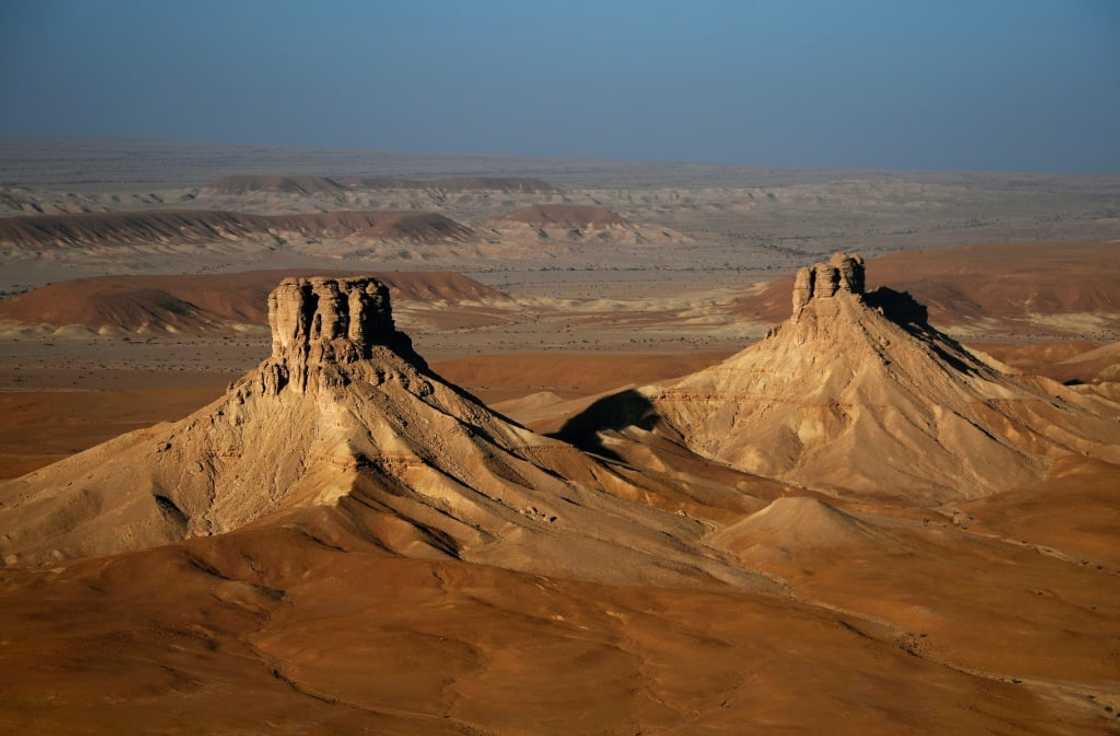 Aerial picture of the landscape between Wadi Al Dawasir and Haradh in Saudi Arabia