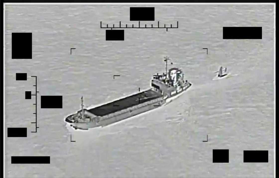 A US Navy image shows an Iranian Islamic Revolutionary Guard Corps Navy support ship "Shahid Baziar" towing a US Navy Saildrone Explorer unmanned surface vessel in international waters in the Gulf. A US Navy image shows an Iranian Islamic Revolutionary Guard Corps Navy support ship "Shahid Baziar" towing a US Navy Saildrone Explorer unmanned surface vessel in international waters in the Gulf.