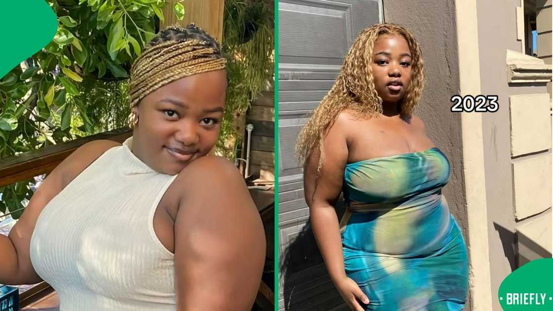 A young woman showcased her 100kg weight loss journey, inspiring Mzansi. A young woman showcased her 100kg weight loss journey, inspiring Mzansi.