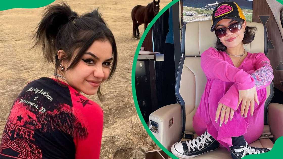 Tarayummy posing for a photo in a farm (L). The YouTuber in a plane (R) Tarayummy posing for a photo in a farm (L). The YouTuber in a plane (R)