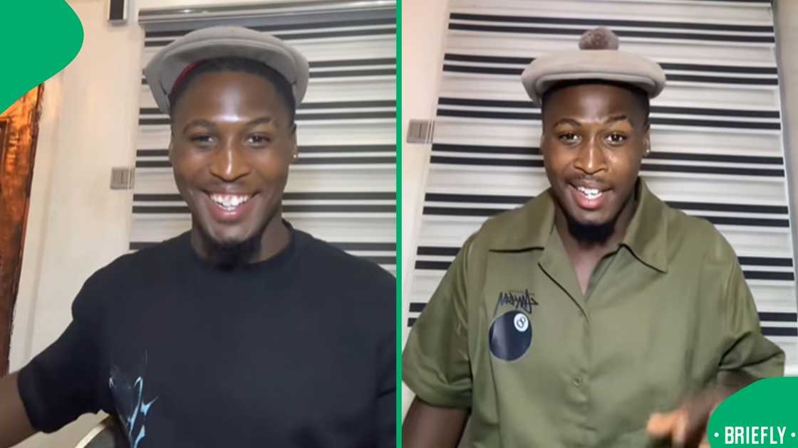 The visual on the right captured the Xhosa-Nigerian man wearing a cap