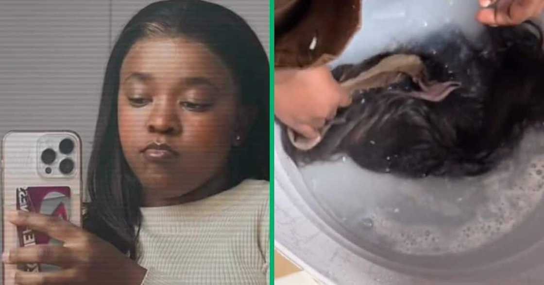 A young woman used Sta-Soft to revive her wig. A young woman used Sta-Soft to revive her wig.