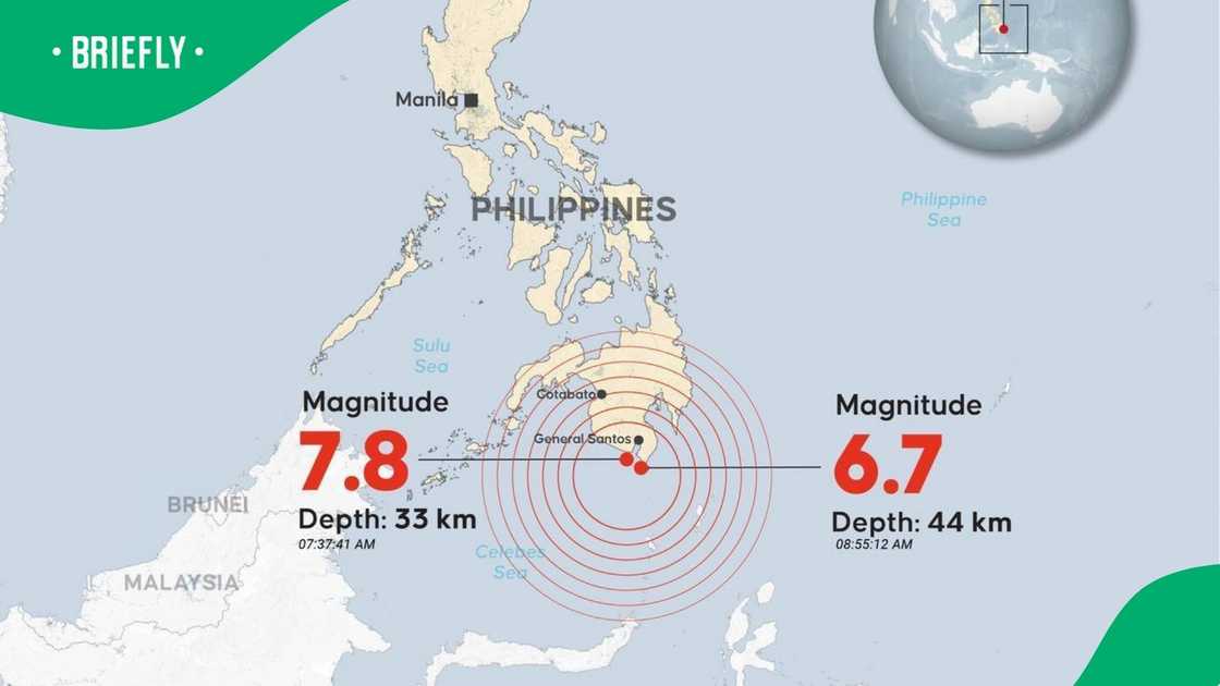 An infographic showing the depth of the earthquake