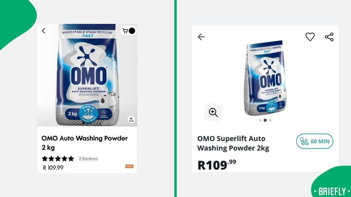 Branded washing powder shown on shopping apps Branded washing powder shown on shopping apps