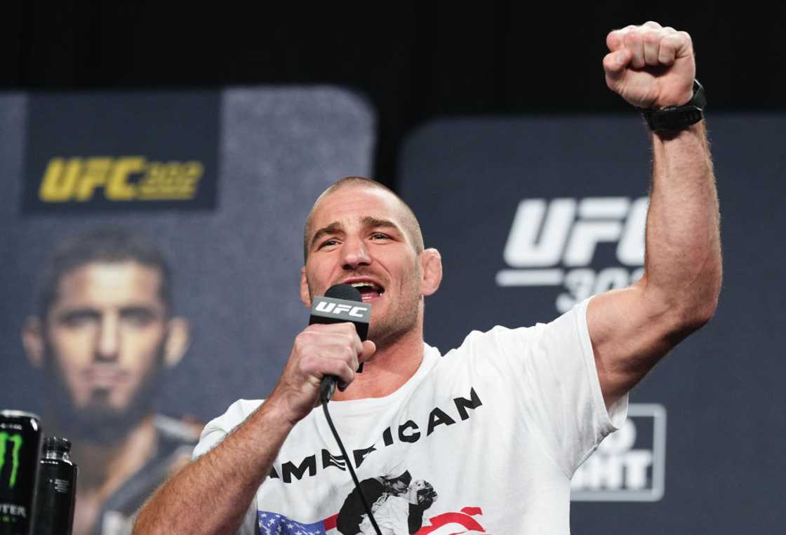 Sean Strickland on stage during a UFC 302 press conference Sean Strickland on stage during a UFC 302 press conference