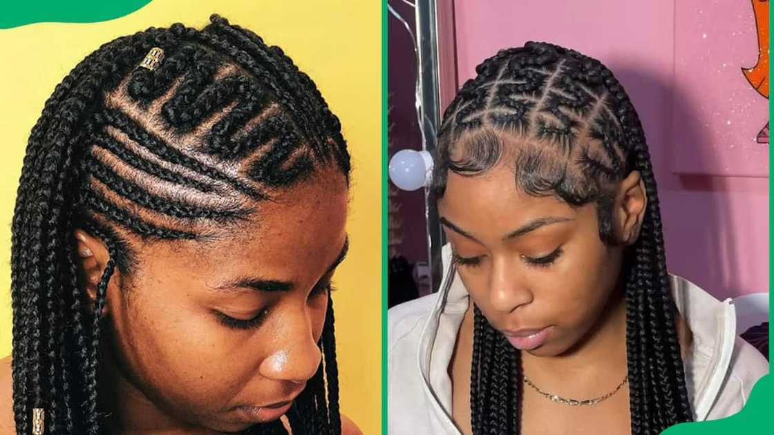 Fulani braids with zigzag parting