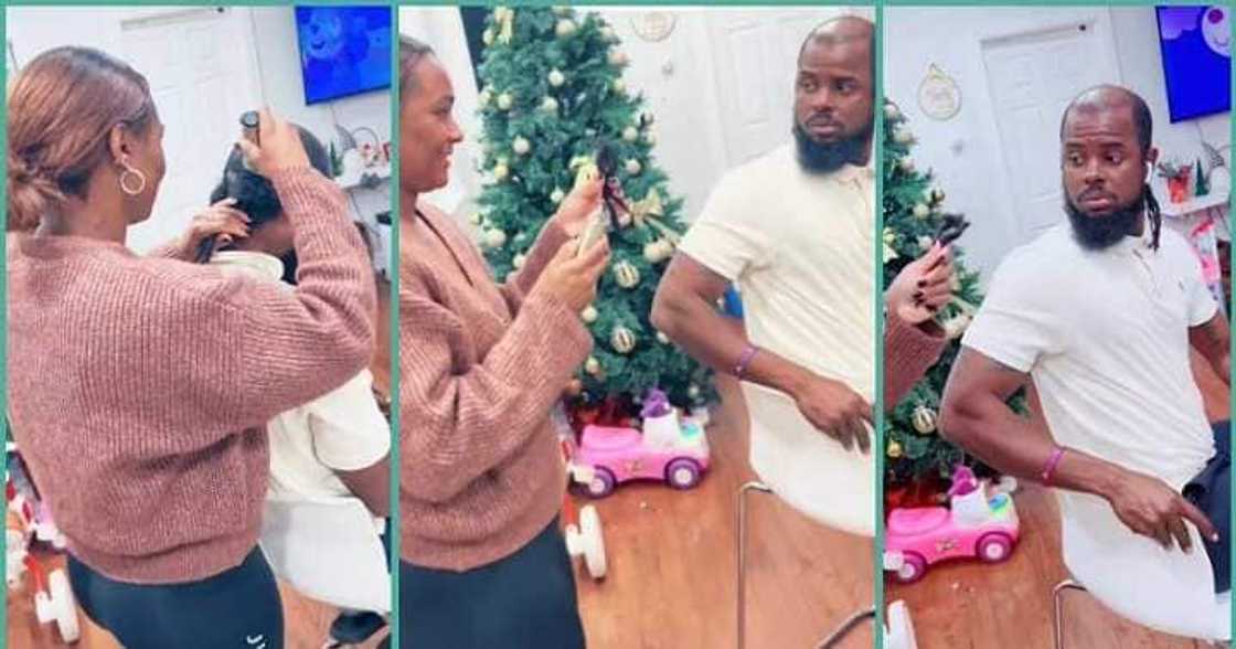 Wife unexpectedly cuts off husband's dreads Wife unexpectedly cuts off husband's dreads