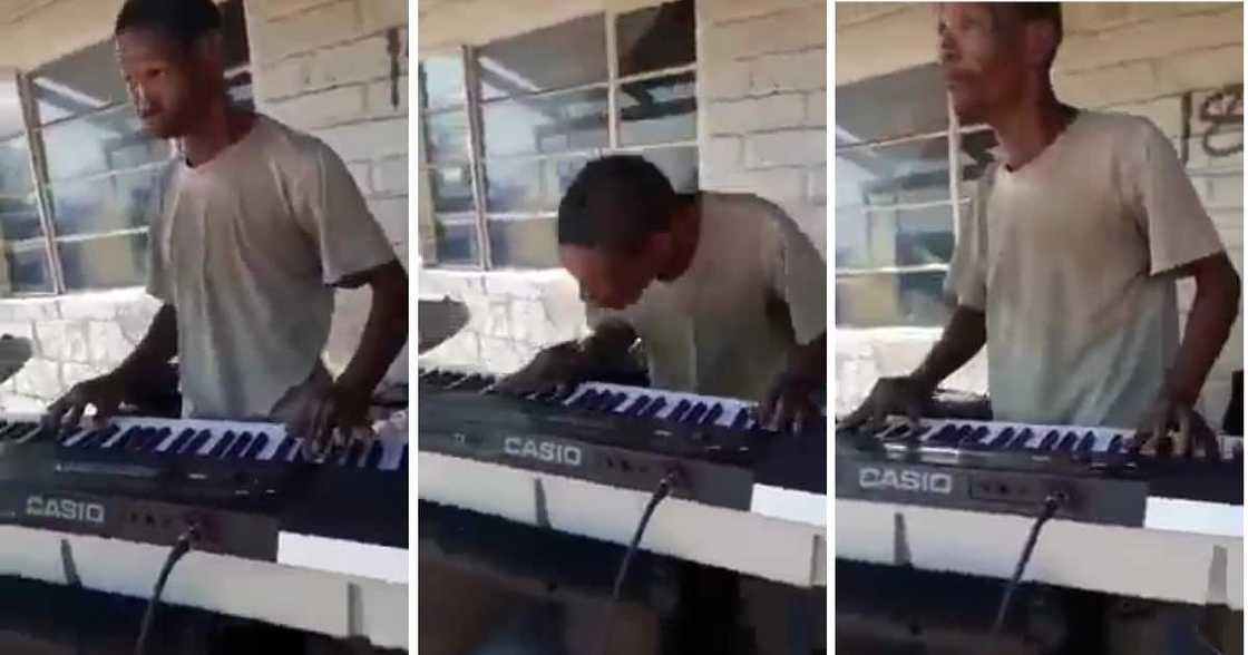 A gent played some vibey tunes on a keyboard. A gent played some vibey tunes on a keyboard.