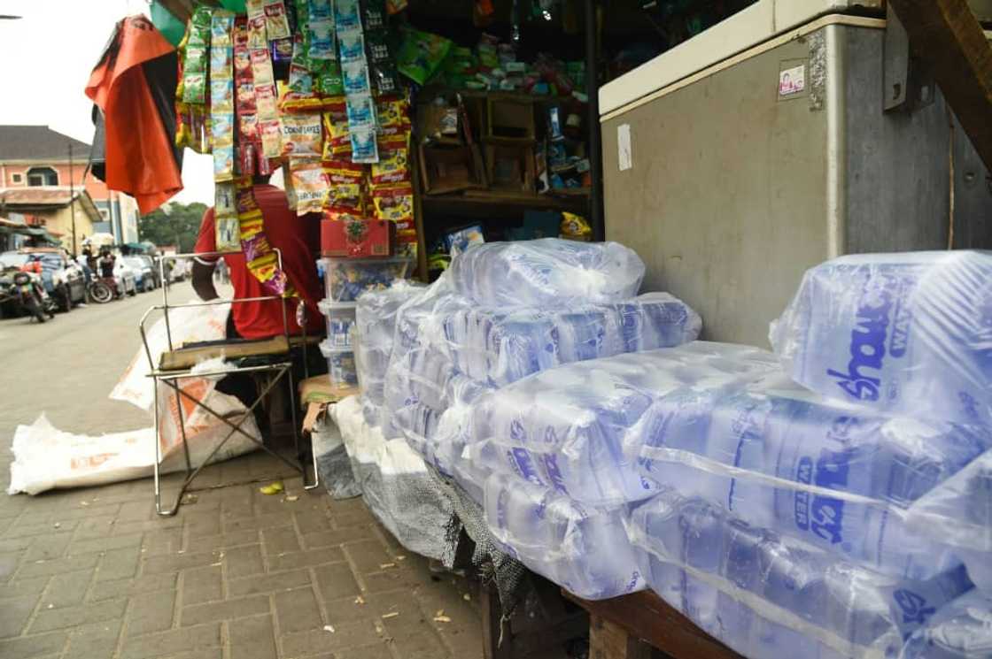Street stalls in Lagos sell small packets of everything from coffee to mosquito cream Street stalls in Lagos sell small packets of everything from coffee to mosquito cream