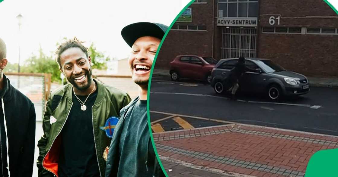 Girlfriend desperately chases boyfriend's car Girlfriend desperately chases boyfriend's car