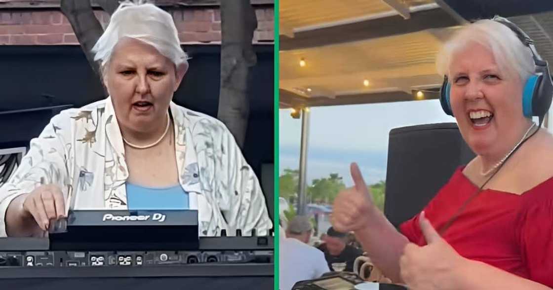 A TikTok shows a gogo deejing. A TikTok shows a gogo deejing.