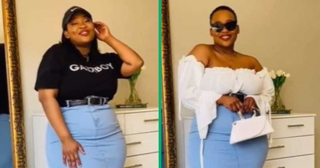 TikTok video of Bloemfontein teacher styling Pick 'n Pay slirt