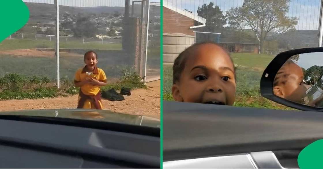 A father showed his daughter's reaction to the Audi he was driving. A father showed his daughter's reaction to the Audi he was driving.