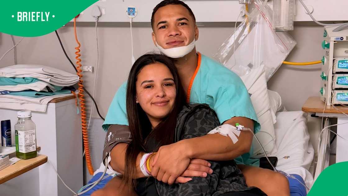 Cheslin Kolbe and Layla Kolbe in hospital