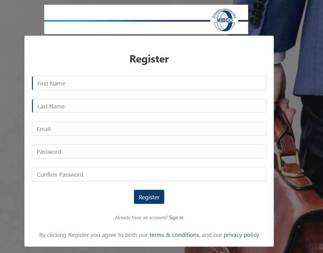 MIBCO registration portal