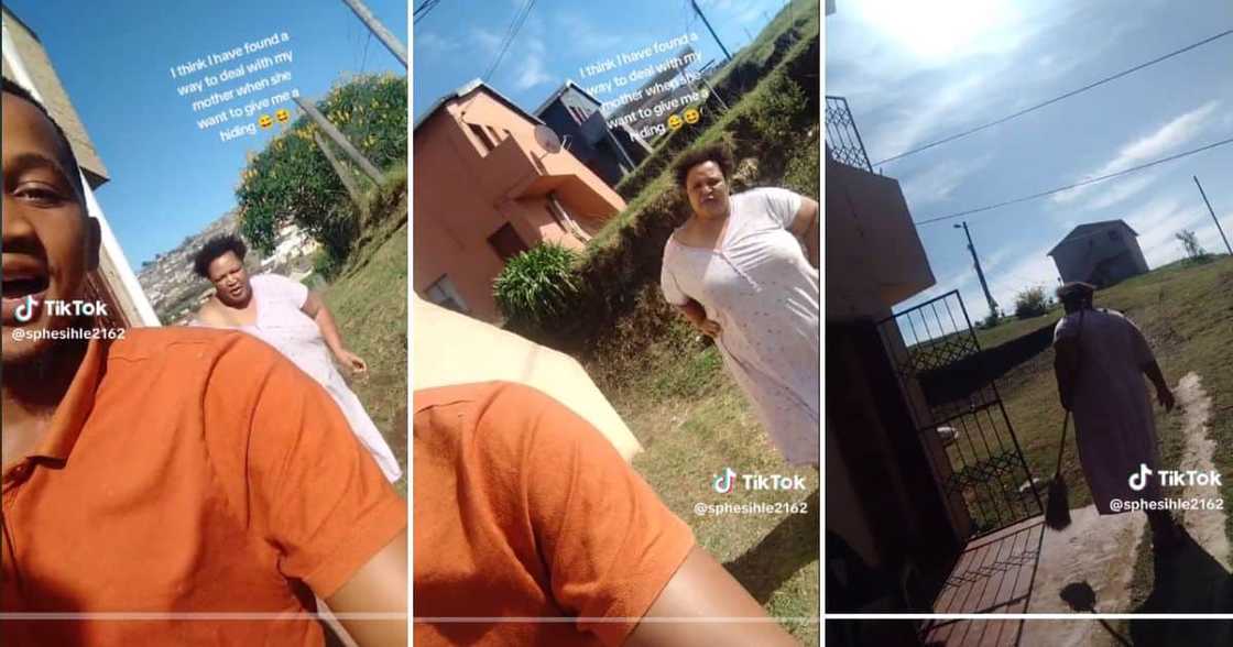 Man runs away from mom Man runs away from mom