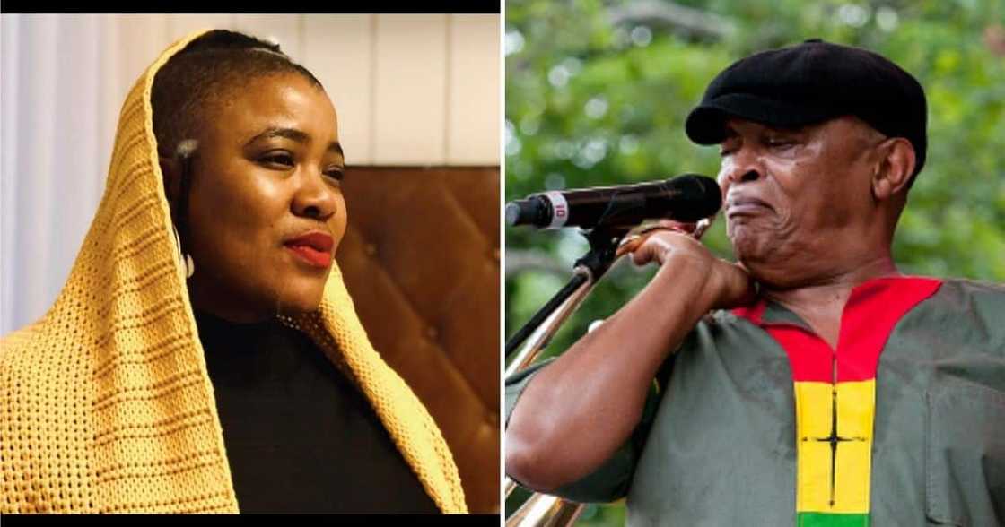 Thandiswa Mazwai visits Hugh Masekela's grave