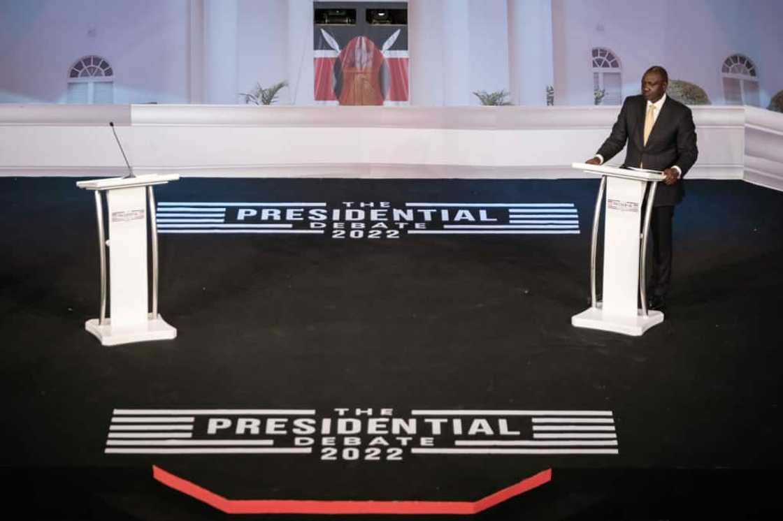 William Ruto found himself alone at a presidential debate boycotted by his rival Raila Odinga William Ruto found himself alone at a presidential debate boycotted by his rival Raila Odinga
