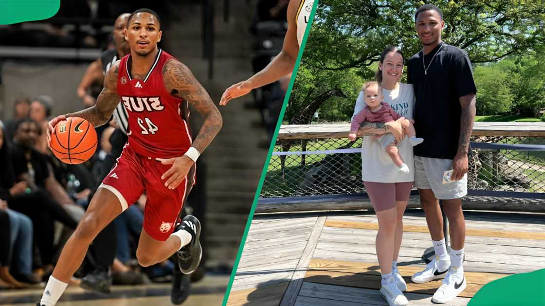 Shamar Wright playing basketball and posing with his wife and kid Shamar Wright playing basketball and posing with his wife and kid