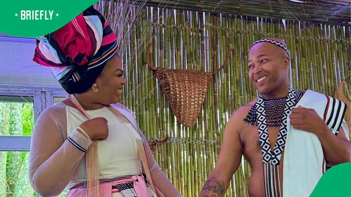 Anele Mdoda and her new husband Bonelela James at their ceremony. Anele Mdoda and her new husband Bonelela James at their ceremony.