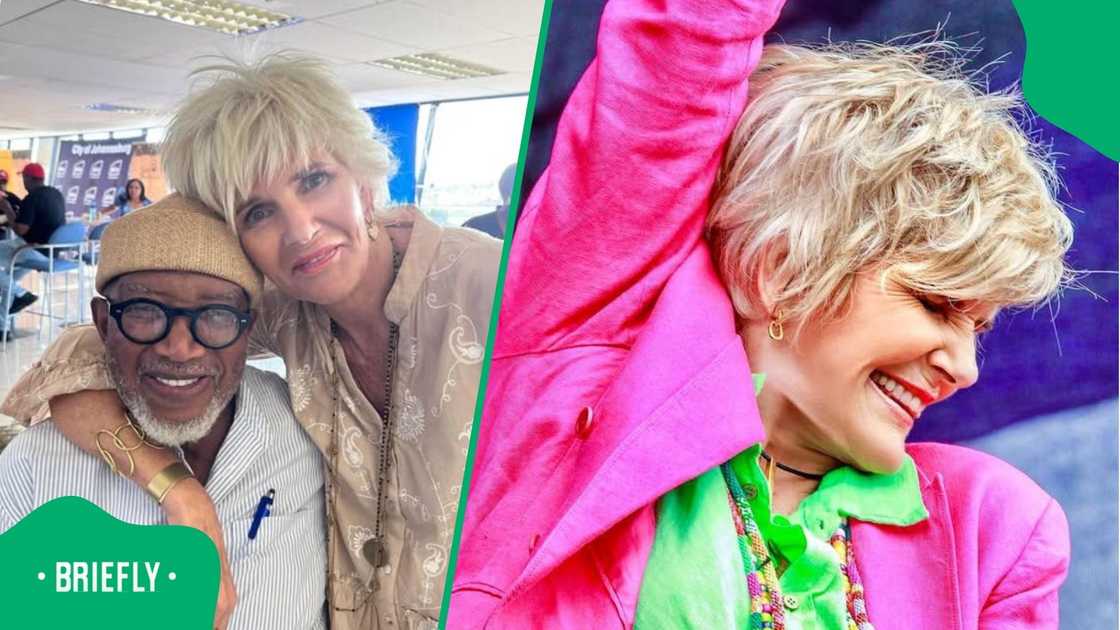 PJ Powers shows love to Sipho Hotstix. PJ Powers shows love to Sipho Hotstix.