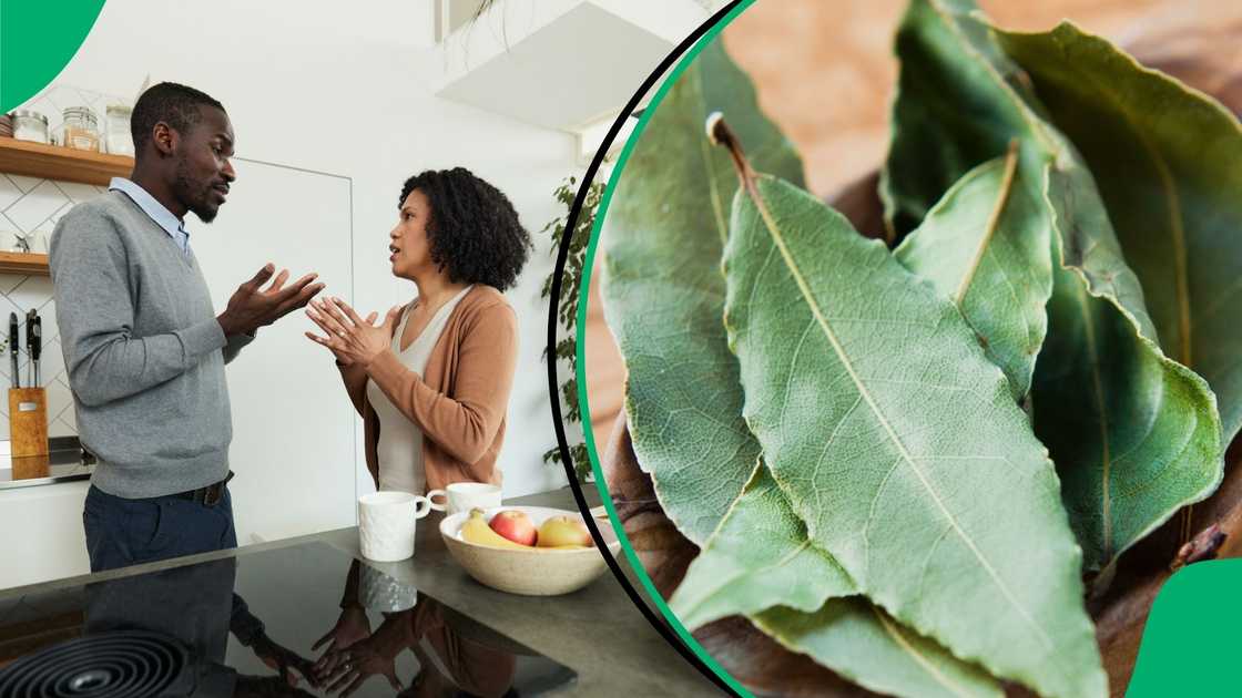 A couple broke up after the woman used bay leaves in her food, which the man thought was muti. A couple broke up after the woman used bay leaves in her food, which the man thought was muti.