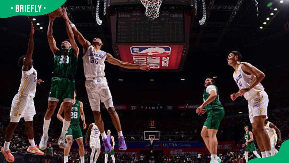 Boston Celtics and the Los Angeles Lakers during the 2025 NBA Summer League game Boston Celtics and the Los Angeles Lakers during the 2025 NBA Summer League game