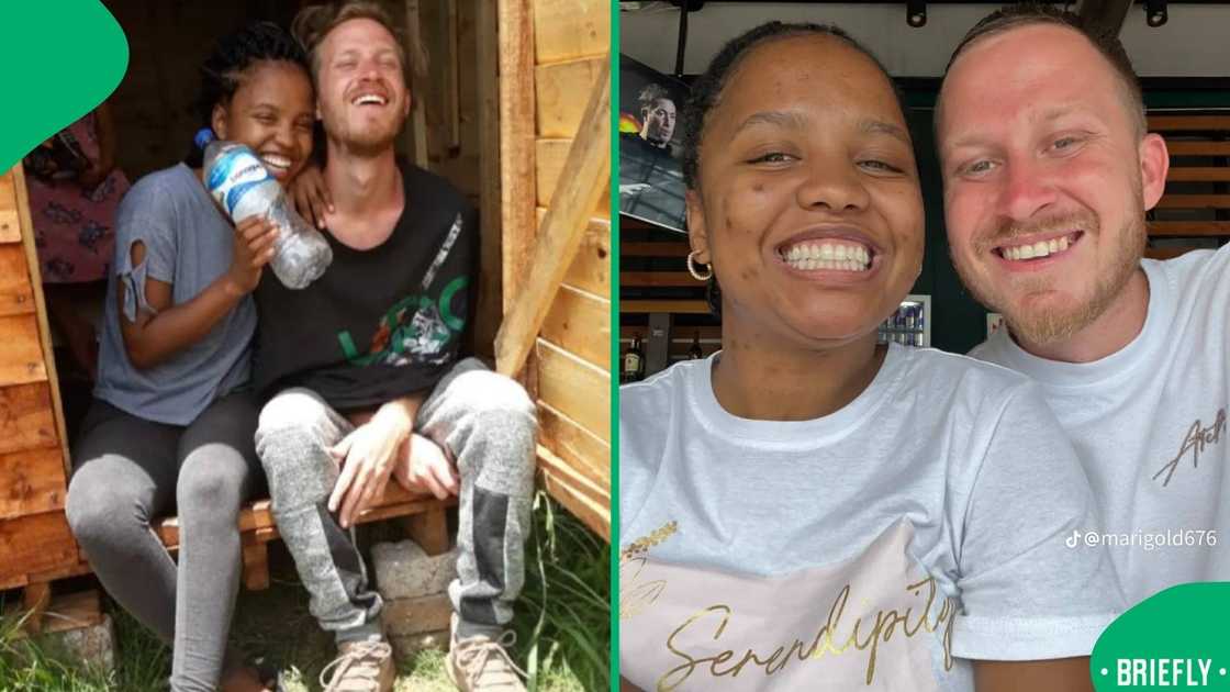 The image on the right captured the couple happily smiling