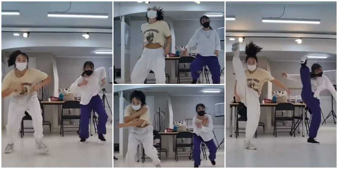 Pretty Korean ladies do quick leg movements as they dance legwork in thrilling video Pretty Korean ladies do quick leg movements as they dance legwork in thrilling video