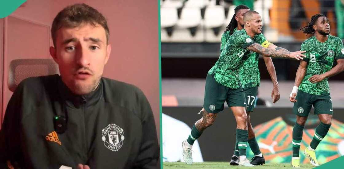 There were mixed reactions as a white man predicted the final score in the Nigeria vs South Africa match, asking who would score a goal There were mixed reactions as a white man predicted the final score in the Nigeria vs South Africa match, asking who would score a goal