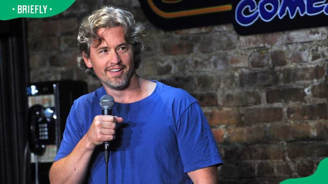 Comedian Matt McCusker performing at The Stress Factory Comedy Club