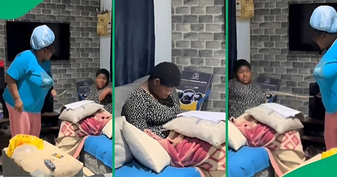 Mom interrupts daughter's beauty sleep during study hour Mom interrupts daughter's beauty sleep during study hour