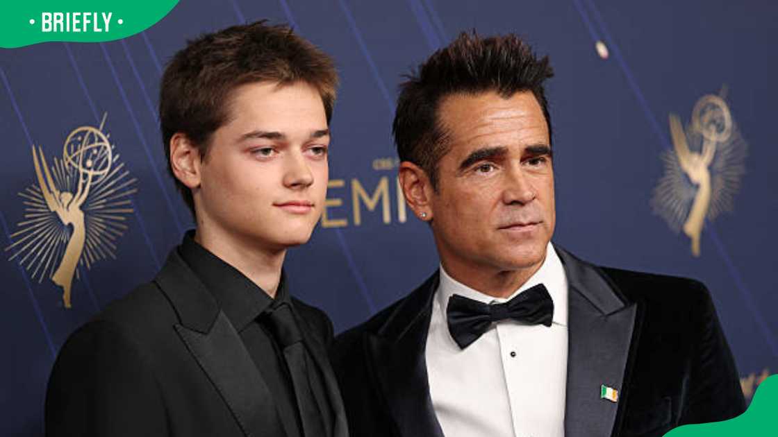 Colin Farrell (R) and his son Henry Farrell at the 77th Primetime Emmy Awards Colin Farrell (R) and his son Henry Farrell at the 77th Primetime Emmy Awards