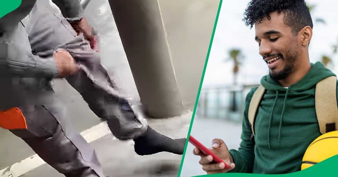 A security guard was surprised with stunning sneakers by SA's philanthropist, BI Phakathi. A security guard was surprised with stunning sneakers by SA's philanthropist, BI Phakathi.