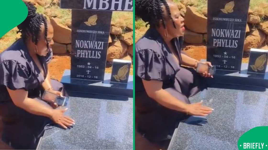 Nozzy Mbele visited her mother’s grave, asking for blessings